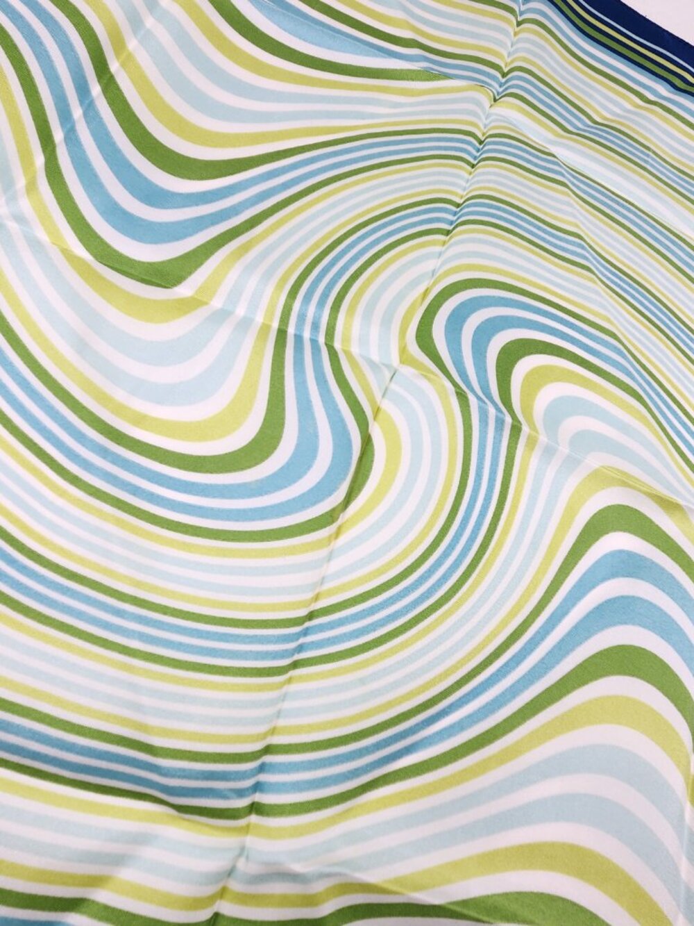 Talbots Silk Scarf 28” Blue Green Nautical Stripes Waves Square Womens Accessory - Picture 4 of 8